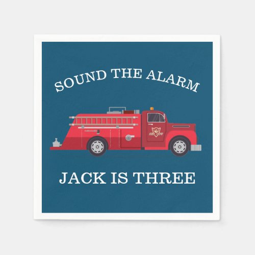 Vintage Red Fire Truck Party Napkins