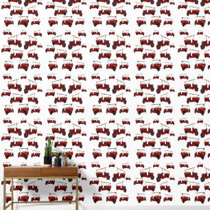 Vintage Red Fire Trucks Pattern, Wallpaper