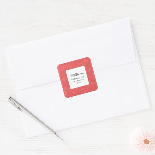 Vintage Red Floral Botanical Return Address Square Sticker