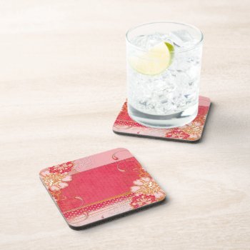 Vintage Red Floral Drink Coasters by ElizaBGraphics at Zazzle