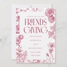 Vintage Red Floral | Friendsgiving | Invitation