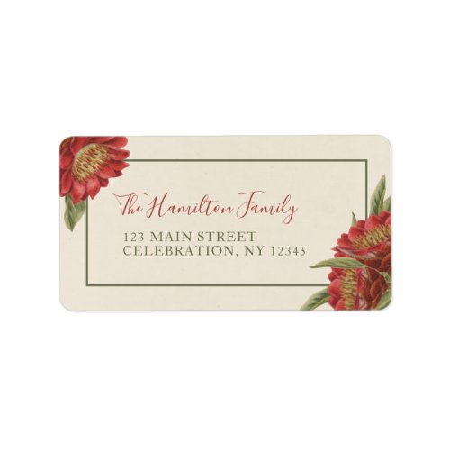 Vintage Red Floral Holiday Custom Label