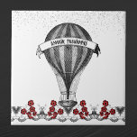 Vintage Red Floral Hot Air Balloon Ceramic Tile<br><div class="desc">Vintage hot air balloon with red flowers.</div>