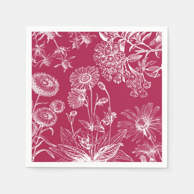 Vintage Red Floral Napkin (Front)