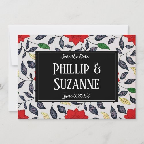 Vintage Red Floral Pattern Save the Date  Invitation