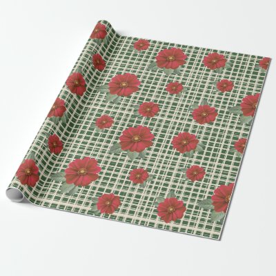 Vintage Red Floral Pattern Wrapping Paper