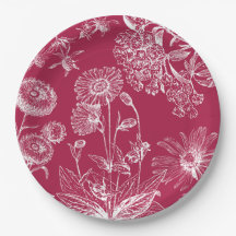 Vintage Red Floral |Thanksgiving | Fall Plates