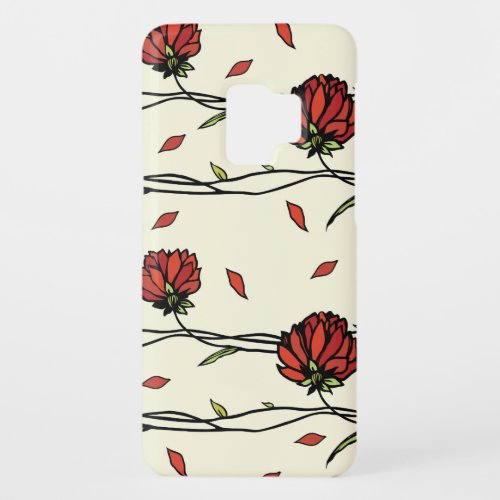 Vintage Red Flowers Illustration Case_Mate Samsung Galaxy S9 Case