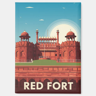 Vintage Red Fort Dehli India Travel Souvenir Magnet