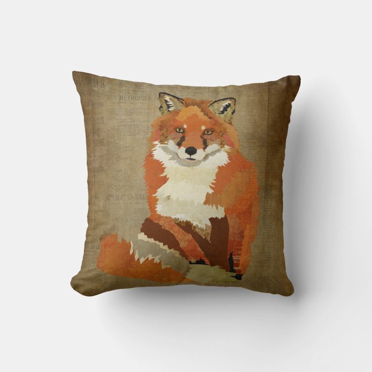 Vintage Red Fox Pillow 