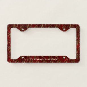 Vintage Red Gold Art Deco Graphic License Plate Frame