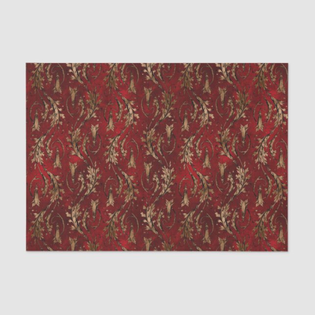 Vintage Red Gold Art Deco Graphic Tissue Paper (Front)