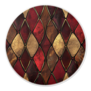 Vintage Red Gold Ceramic Knob