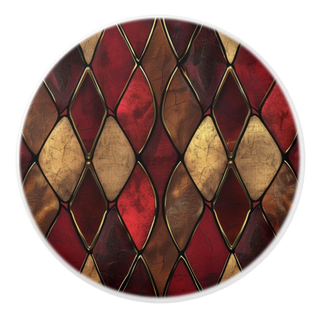 Vintage Red Gold Ceramic Knob (Front)