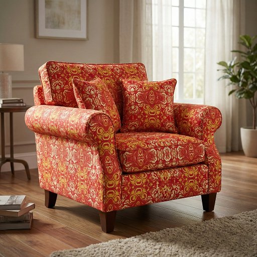 Vintage Red Gold Damask Elegant Baroque Pattern Fabric