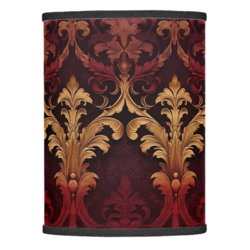 Vintage red gold damask pattern lamp shade