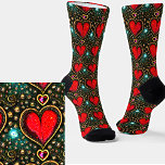 Vintage Red Gold Heart with Gemstones Socks<br><div class="desc">Vintage Red Gold Heart with Gemstones Socks - - Images are mirrored for symmetry when being worn - - see more great sock designs in my store.</div>