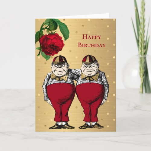 Vintage Red Gold Tweedles Birthday Card