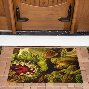 Vintage Red Gold Undersea Life Sea Anemones Coral  Doormat