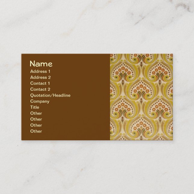 Vintage Red Gold Wallpaper Pattern Business Card (Front)