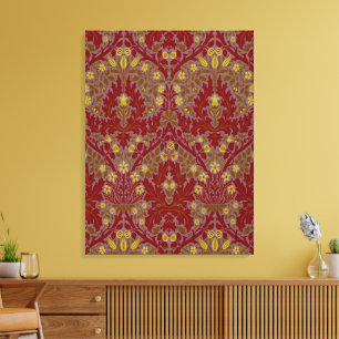 Vintage Red Gold William Morris Autumn Flowers Canvas Print