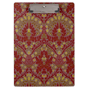 Vintage Red Gold William Morris Autumn Flowers Clipboard