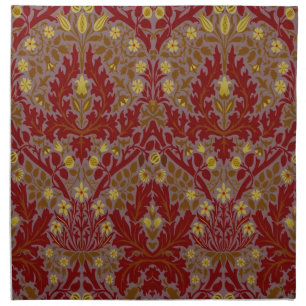 Vintage Red Gold William Morris Autumn Flowers Cloth Napkin