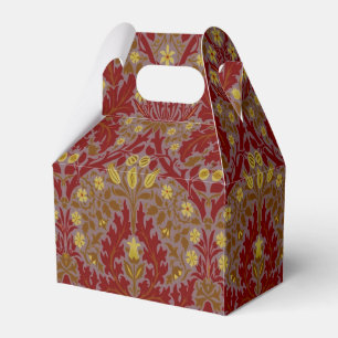 Vintage Red Gold William Morris Autumn Flowers Favor Boxes