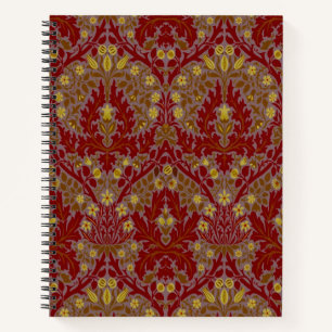 Vintage Red Gold William Morris Autumn Flowers Notebook