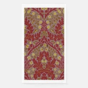 Vintage Red Gold William Morris Autumn Flowers Paper Guest Towels