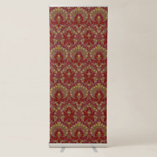 Vintage Red Gold William Morris Autumn Flowers Retractable Banner