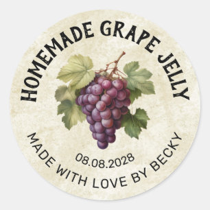 Vintage red grape jelly canning sticker