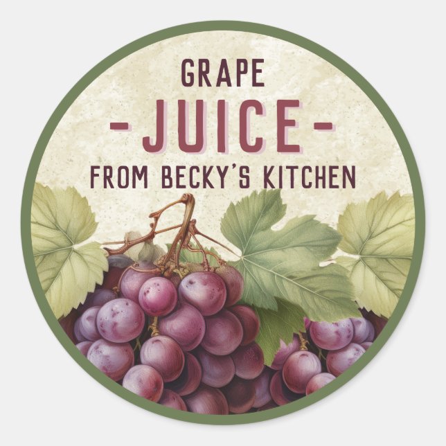 Vintage Red Grape Juice Pantry Labels (Front)