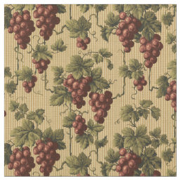 Vintage Red Grapes on Grapevine Pattern Fabric