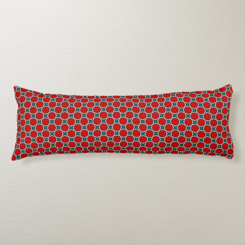 Vintage Red Green Arabic Egypt Geometric Pattern B Body Pillow