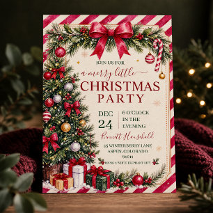 Vintage Red Green Christmas Party Invitation