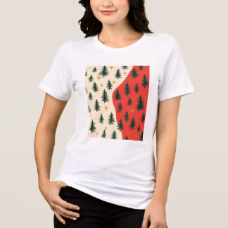 Vintage Red & Green Christmas Trees Pattern Tri-Blend Shirt