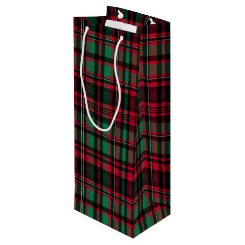 Vintage Red & Green Classic Holiday Plaid Wine Gift Bag