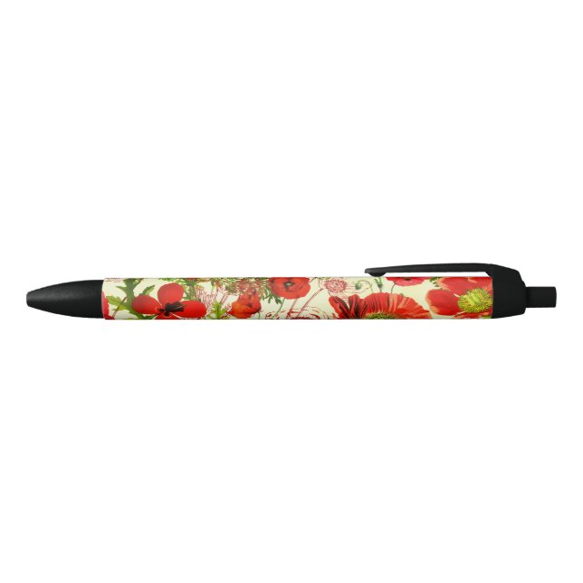 Vintage Red Green Poppies Summer Wildflowers Pen (Top)