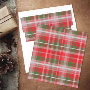 Vintage Red Green Tartan Plaid Christmas Envelope Liner