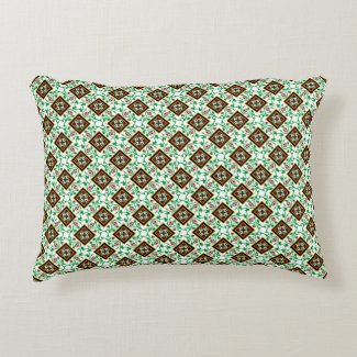 Vintage Red Green White Barcelona Floral Pattern A Accent Pillow