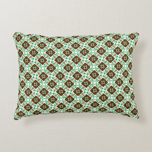 Vintage Red Green White Barcelona Floral Pattern Accent Pillow