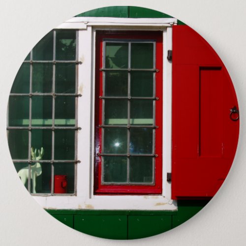 Vintage Red Green White Dutch Window Folklore Pinback Button