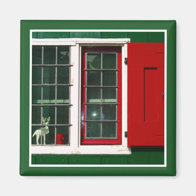 Vintage Red Green White Dutch Window Photo Magnet (Front)
