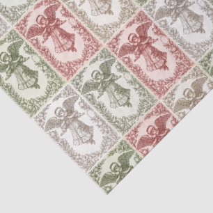 Vintage red green white floral Victorian angel  Tissue Paper