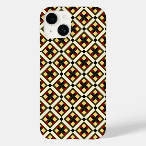 Vintage Red Green Yellow Barcelona Checker Art Case_Mate iPhone 14 Case