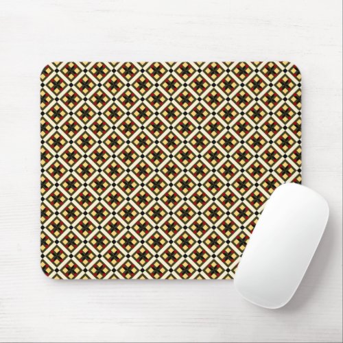 Vintage Red Green Yellow Barcelona Checkered Art Mouse Pad