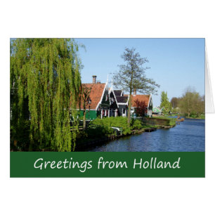 Vintage Red Green Zaanse Schans Dutch Timber House Cards
