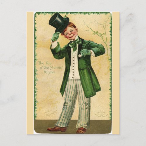 Vintage Red Haired Irishman With Top Hat Postcard