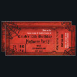 Vintage Red Halloween Party Spiderwebs Ticket Invitation<br><div class="desc">Customize the front and the back.</div>